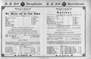 Theaterzettel (Oper und Burgtheater in Wien) 18971117 Seite: 1