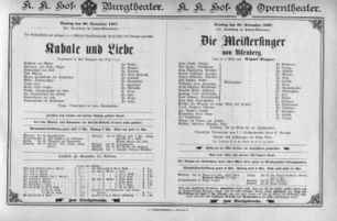 Theaterzettel (Oper und Burgtheater in Wien) 18971123 Seite: 1