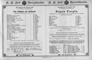 Theaterzettel (Oper und Burgtheater in Wien) 18971125 Seite: 1