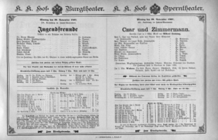 Theaterzettel (Oper und Burgtheater in Wien) 18971129 Seite: 1