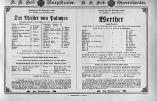 Theaterzettel (Oper und Burgtheater in Wien) 18971130 Seite: 1