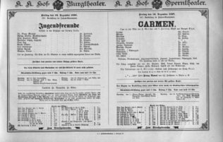 Theaterzettel (Oper und Burgtheater in Wien) 18971210 Seite: 1