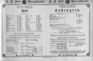 Theaterzettel (Oper und Burgtheater in Wien) 18971214 Seite: 1