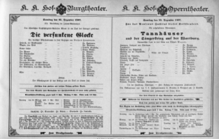 Theaterzettel (Oper und Burgtheater in Wien) 18971225 Seite: 1