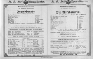 Theaterzettel (Oper und Burgtheater in Wien) 18971227 Seite: 1