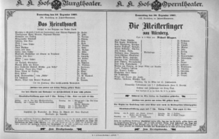 Theaterzettel (Oper und Burgtheater in Wien) 18971230 Seite: 1