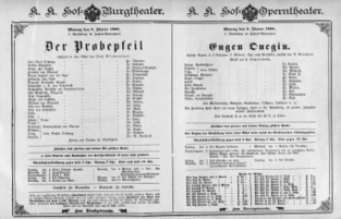 Theaterzettel (Oper und Burgtheater in Wien) 18980103 Seite: 1