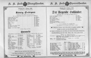 Theaterzettel (Oper und Burgtheater in Wien) 18980104 Seite: 1