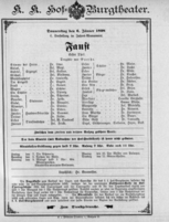 Theaterzettel (Oper und Burgtheater in Wien) 18980106 Seite: 1