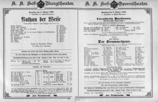 Theaterzettel (Oper und Burgtheater in Wien) 18980108 Seite: 1