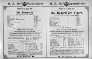 Theaterzettel (Oper und Burgtheater in Wien) 18980112 Seite: 1