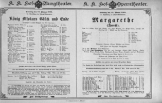 Theaterzettel (Oper und Burgtheater in Wien) 18980115 Seite: 1