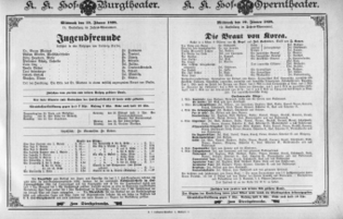 Theaterzettel (Oper und Burgtheater in Wien) 18980119 Seite: 1