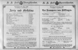 Theaterzettel (Oper und Burgtheater in Wien) 18980120 Seite: 1