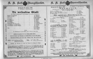 Theaterzettel (Oper und Burgtheater in Wien) 18980128 Seite: 1