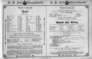 Theaterzettel (Oper und Burgtheater in Wien) 18980131 Seite: 1