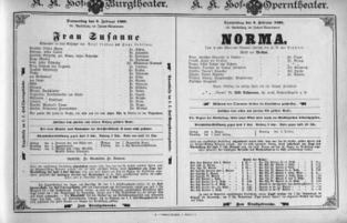 Theaterzettel (Oper und Burgtheater in Wien) 18980203 Seite: 1