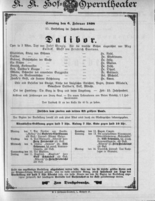 Theaterzettel (Oper und Burgtheater in Wien) 18980206 Seite: 1