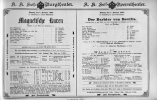 Theaterzettel (Oper und Burgtheater in Wien) 18980207 Seite: 1