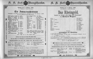 Theaterzettel (Oper und Burgtheater in Wien) 18980208 Seite: 1