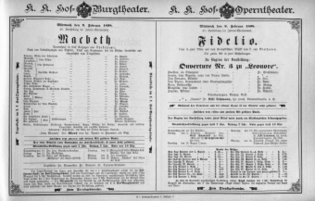 Theaterzettel (Oper und Burgtheater in Wien) 18980209 Seite: 1