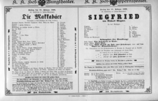 Theaterzettel (Oper und Burgtheater in Wien) 18980211 Seite: 1
