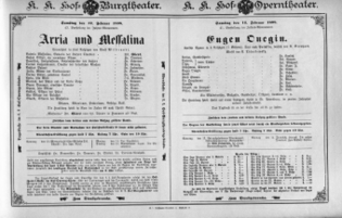 Theaterzettel (Oper und Burgtheater in Wien) 18980212 Seite: 1