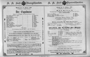 Theaterzettel (Oper und Burgtheater in Wien) 18980214 Seite: 1