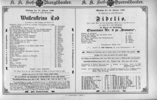 Theaterzettel (Oper und Burgtheater in Wien) 18980216 Seite: 1