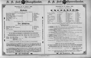Theaterzettel (Oper und Burgtheater in Wien) 18980217 Seite: 1
