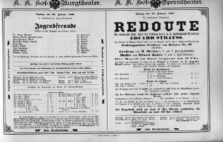 Theaterzettel (Oper und Burgtheater in Wien) 18980222 Seite: 1