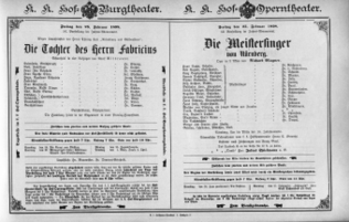 Theaterzettel (Oper und Burgtheater in Wien) 18980225 Seite: 1
