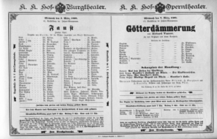Theaterzettel (Oper und Burgtheater in Wien) 18980302 Seite: 1