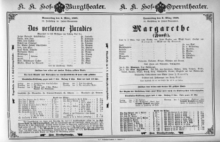 Theaterzettel (Oper und Burgtheater in Wien) 18980303 Seite: 1