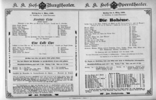 Theaterzettel (Oper und Burgtheater in Wien) 18980304 Seite: 1