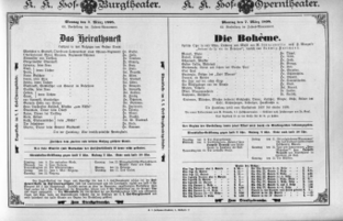 Theaterzettel (Oper und Burgtheater in Wien) 18980307 Seite: 1