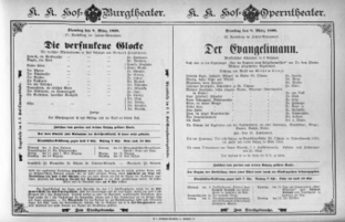 Theaterzettel (Oper und Burgtheater in Wien) 18980308 Seite: 1