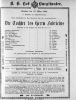 Theaterzettel (Oper und Burgtheater in Wien) 18980312 Seite: 1