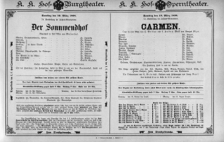 Theaterzettel (Oper und Burgtheater in Wien) 18980319 Seite: 1