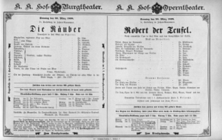Theaterzettel (Oper und Burgtheater in Wien) 18980320 Seite: 1