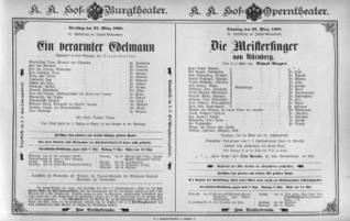 Theaterzettel (Oper und Burgtheater in Wien) 18980322 Seite: 1