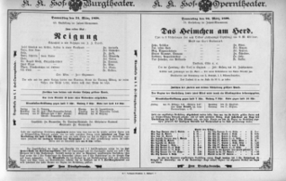 Theaterzettel (Oper und Burgtheater in Wien) 18980324 Seite: 1