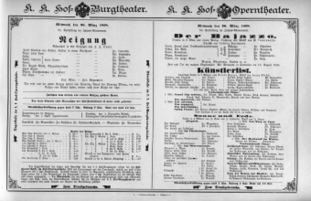 Theaterzettel (Oper und Burgtheater in Wien) 18980330 Seite: 1