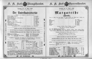 Theaterzettel (Oper und Burgtheater in Wien) 18980412 Seite: 1