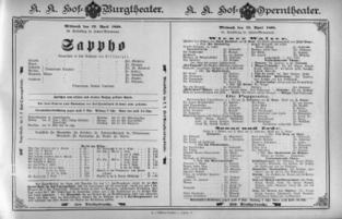 Theaterzettel (Oper und Burgtheater in Wien) 18980413 Seite: 1