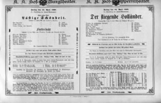 Theaterzettel (Oper und Burgtheater in Wien) 18980415 Seite: 1