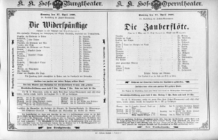 Theaterzettel (Oper und Burgtheater in Wien) 18980417 Seite: 1