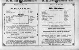 Theaterzettel (Oper und Burgtheater in Wien) 18980420 Seite: 1