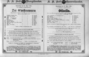 Theaterzettel (Oper und Burgtheater in Wien) 18980421 Seite: 1