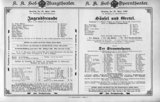 Theaterzettel (Oper und Burgtheater in Wien) 18980423 Seite: 1